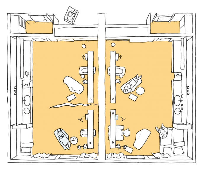 Blick in Patientenzimmer 2x2 von oben